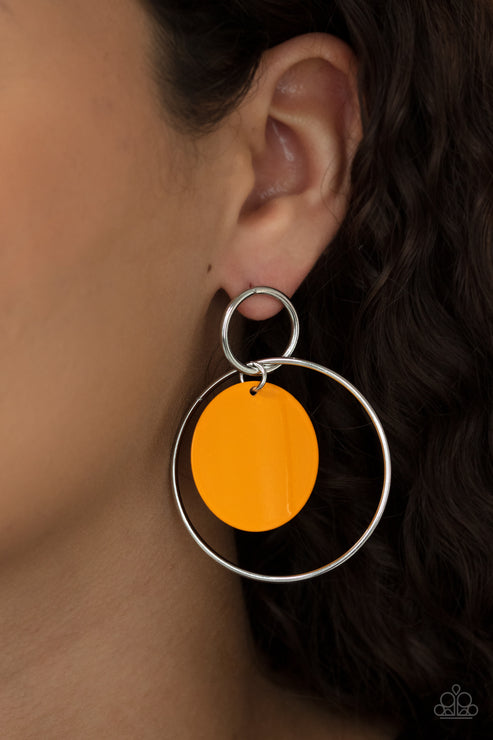 Paparazzi POP, Look, and Listen - Orange Post Earrings