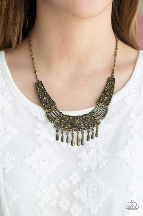 Paparazzi STEER It Up - Brass Necklace