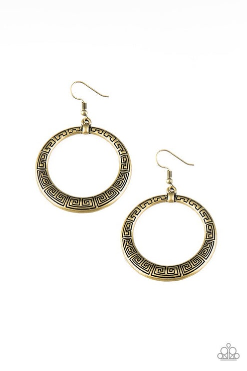 Paparazzi  Mayan Mantra - Brass  Earrings