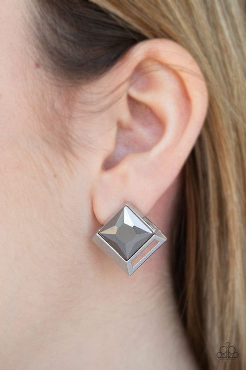 Paparazzi  Stellar Square - Silver  Post Earrings