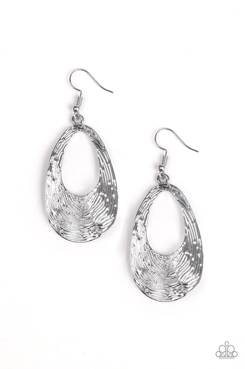 Paparazzi Mean Sheen - Silver Earrings