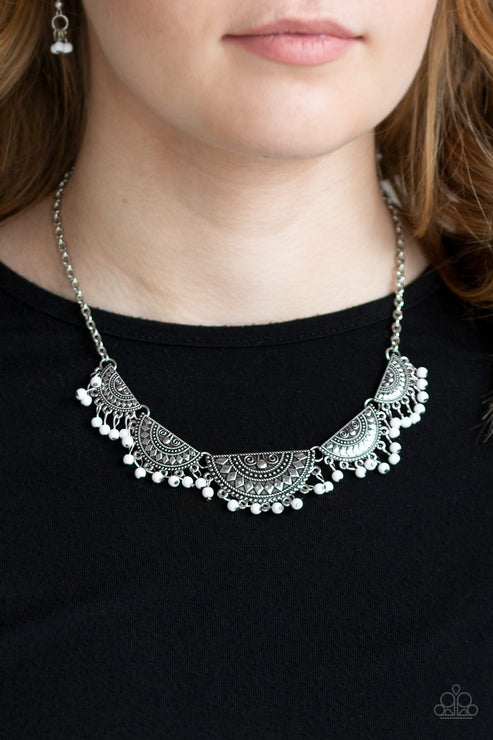 Paparazzi  Boho Baby - White  Necklace