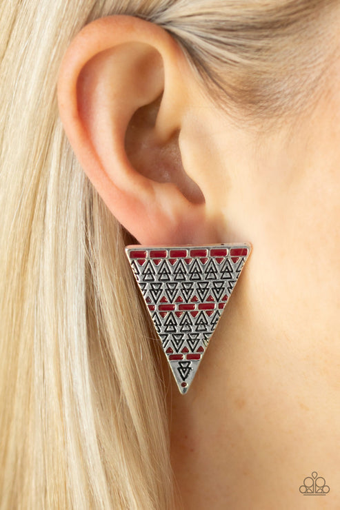 Paparazzi Terra Tricolor - Red Post Earrings