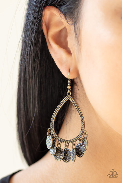 Paparazzi All In Good CHIME - Brass Earrings