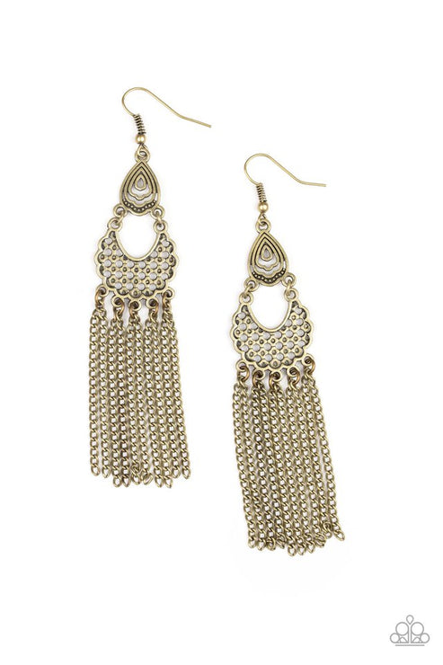 Paparazzi  Insane Chain - Brass  Earrings