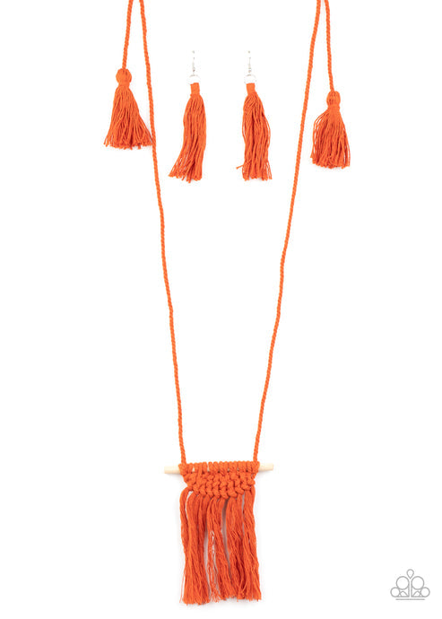 Paparazzi Between You and MACRAME - Orange Necklace