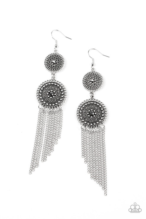 Paparazzi Medallion Mecca - Silver Earrings