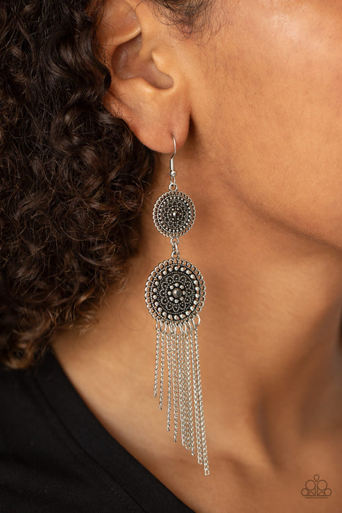 Paparazzi  Medallion Mecca - Silver  Earrings