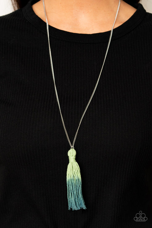 Paparazzi Totally Tasseled - Green Necklace