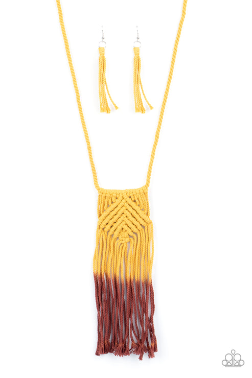 Paparazzi Look At MACRAME Now - Yellow Necklace