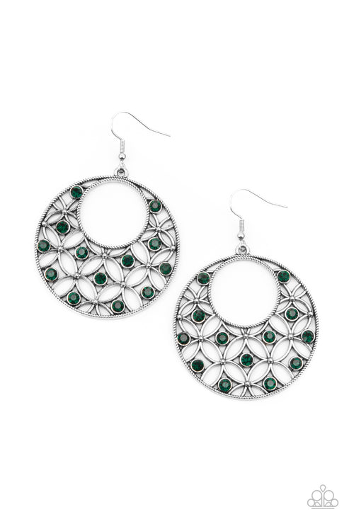 Paparazzi Garden Garnish - Green Earrings