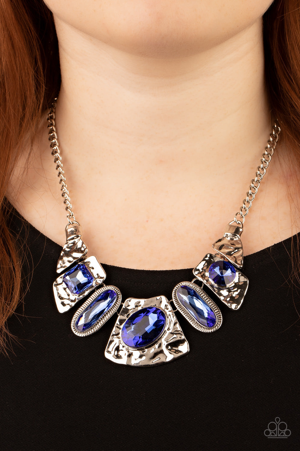 Futuristic Fashionista - Blue Necklace-Paparazzi