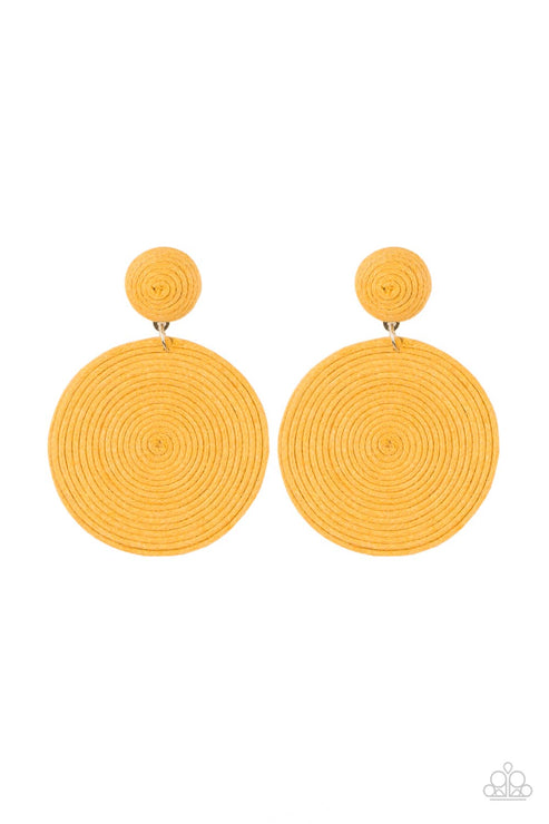 Paparazzi  Circulate The Room - Yellow  Post Earrings