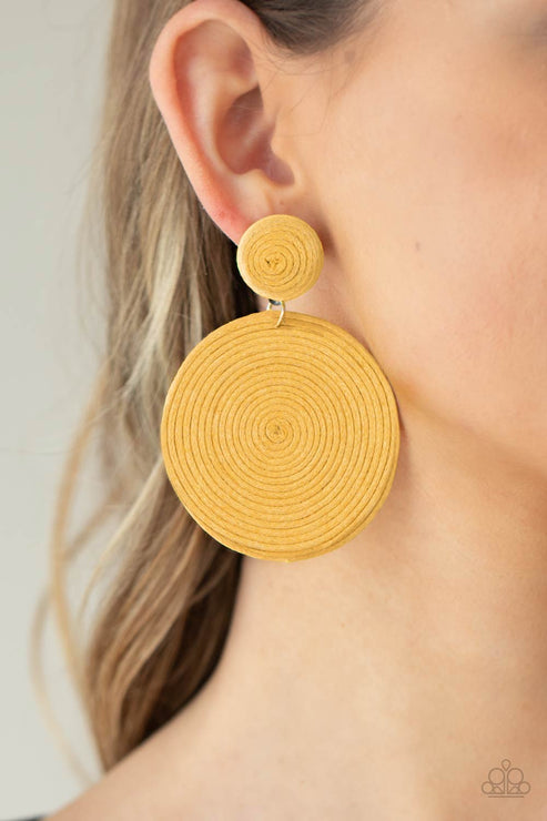 Paparazzi Circulate The Room - Yellow Post Earrings