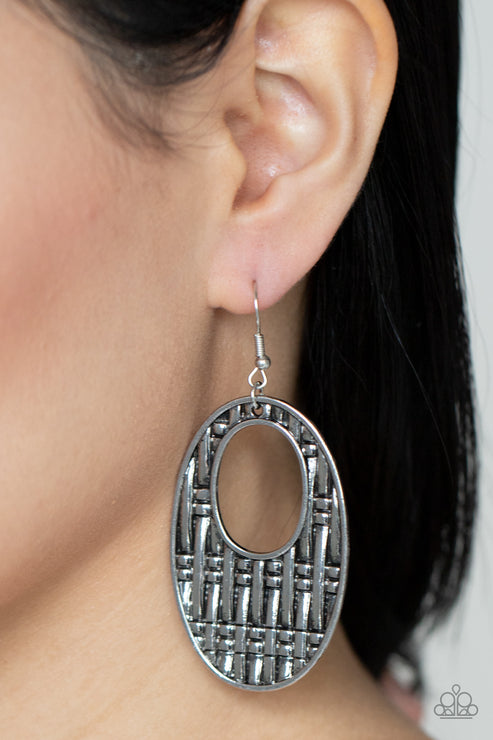 Paparazzi  Engraved Edge - Silver Earrings