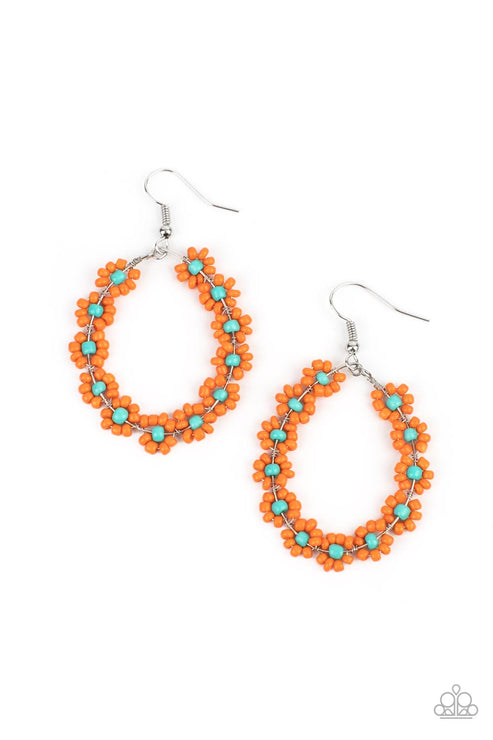 Paparazzi  Festively Flower Child - Orange  Earrings