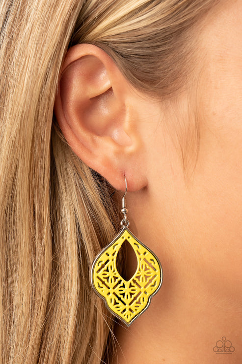 Paparazzi Thessaly Terrace - Yellow Earrings