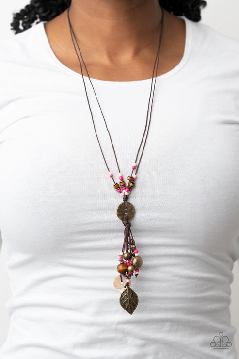 Paparazzi Knotted Keepsake - Pink Necklace