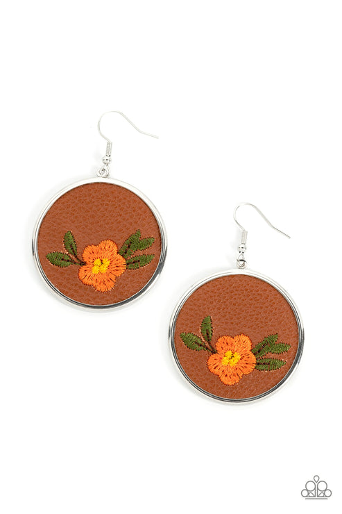 Paparazzi  Prairie Patchwork - Orange  Earrings