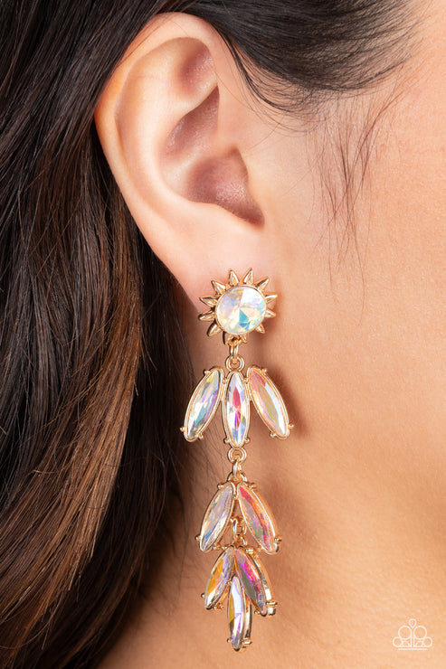 Paparazzi  Space Age Sparkle - Gold  Post Earrings