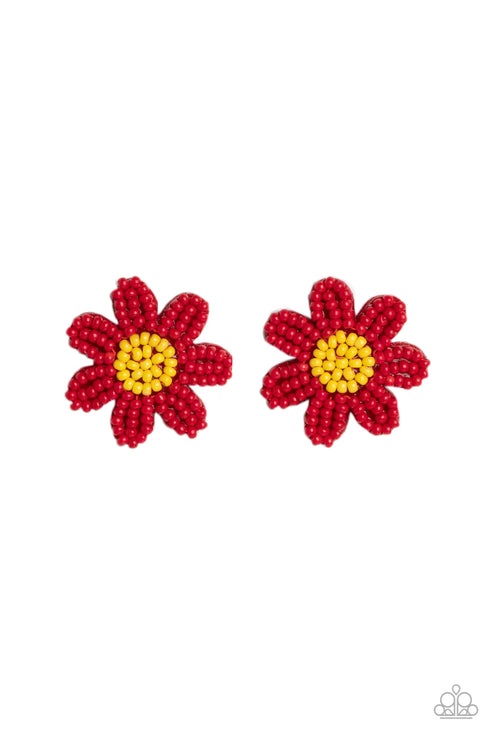 Paparazzi  Sensational Seeds - Red  Post Earrings