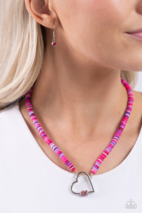 Paparazzi Clearly Carabiner - Red Necklace