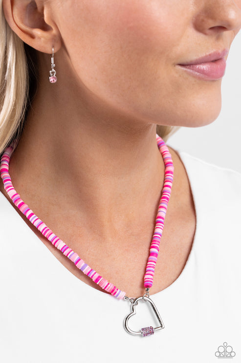 Paparazzi Clearly Carabiner - Pink Necklace