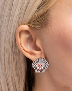 Paparazzi Oyster Opulence - Orange Post Earrings