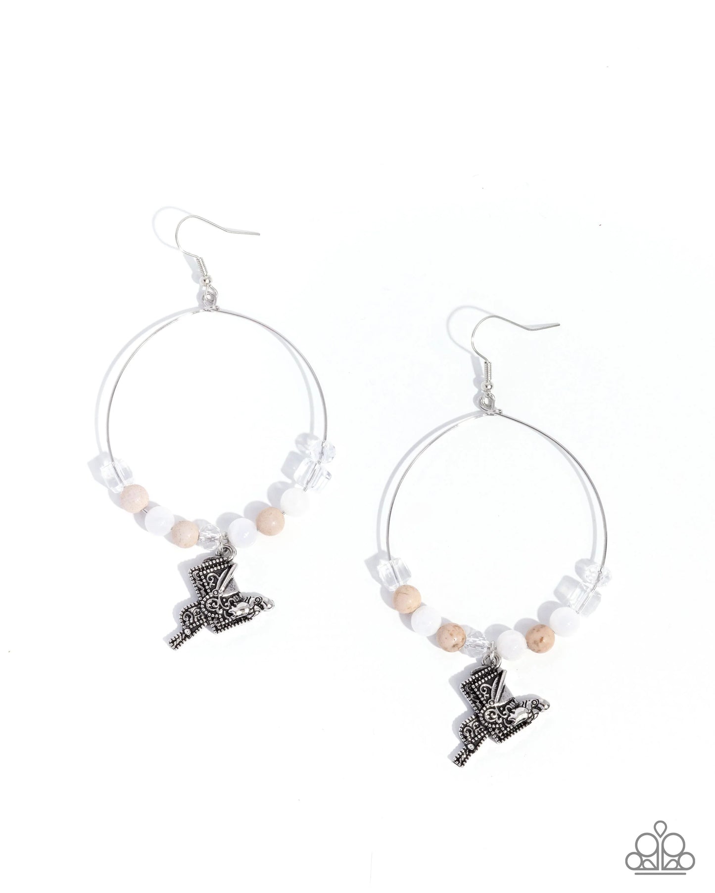 Paparazzi Saddle Showcase - White Earrings