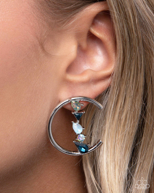 Paparazzi Pronged Patchwork - Blue Post Earrings