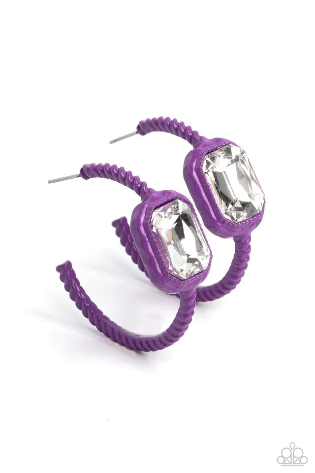 Paparazzi Earring ~ Call Me TRENDY - Purple