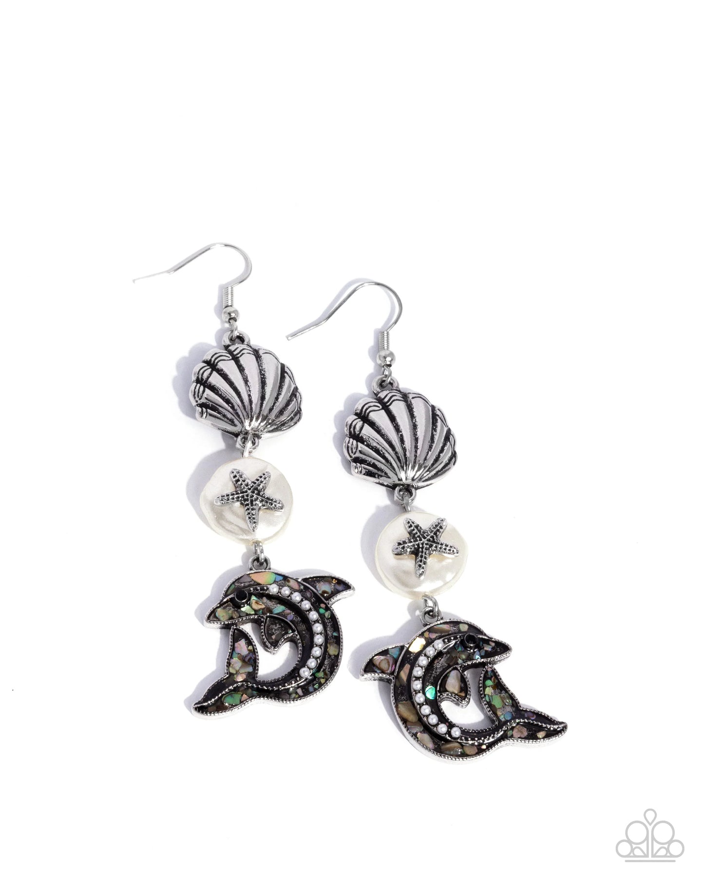 Paparazzi Delightful Dolphin - White Earrings