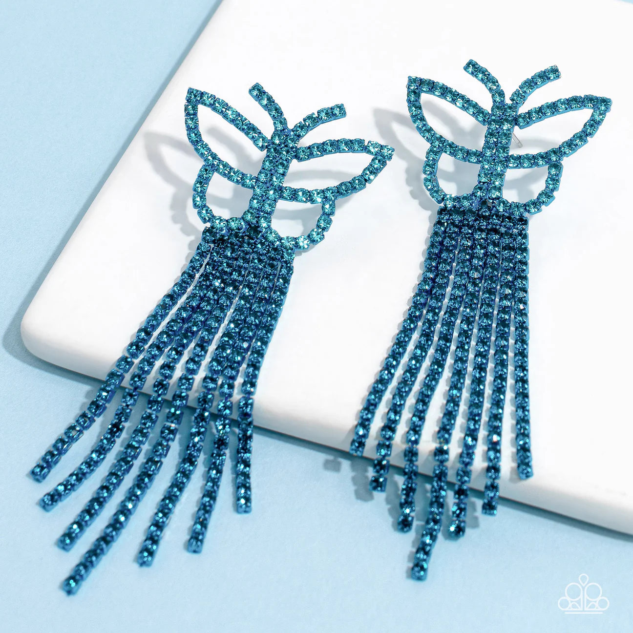 PAPARAZZI "BILLOWING BUTTERFLIES" BLUE EXCLUSIVE EARRINGS