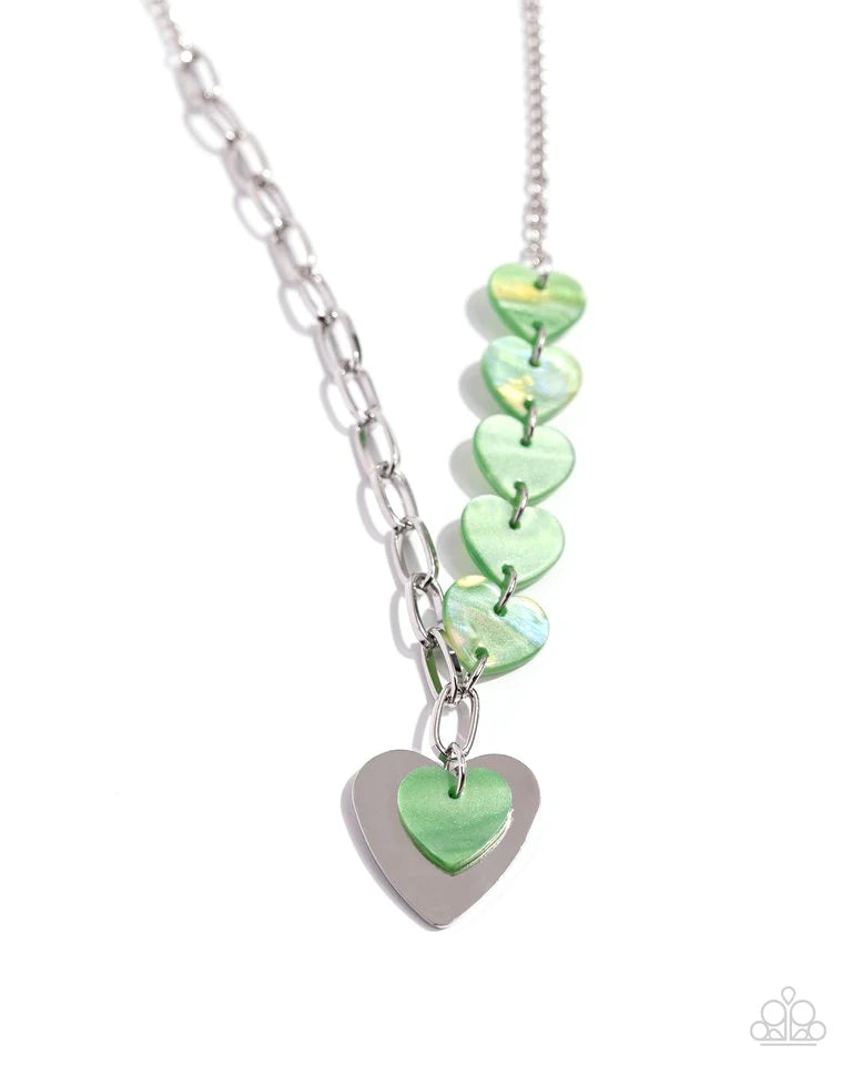 Paparazzi Necklace ~ HEART Of The Movement - Green