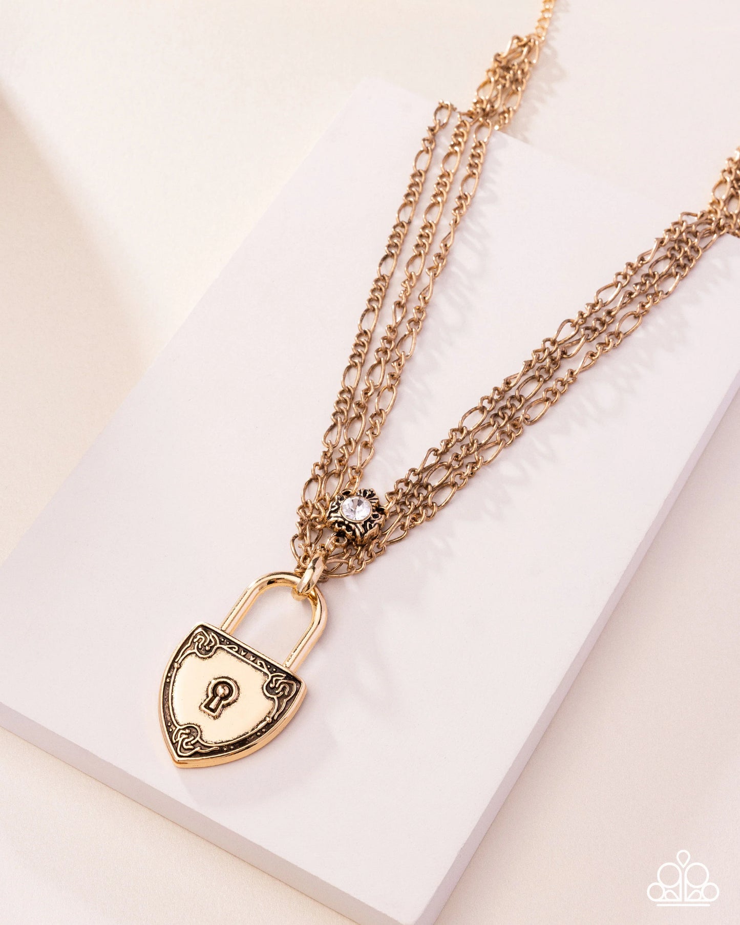 LOCK Show - gold - Paparazzi necklace