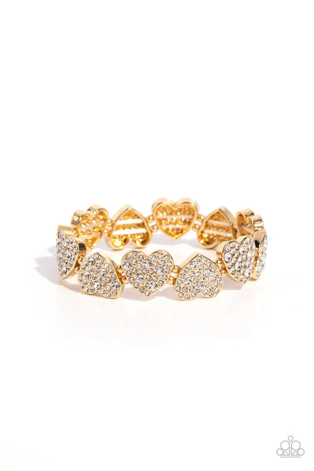 Paparazzi Bracelet ~ Headliner Heart - Gold