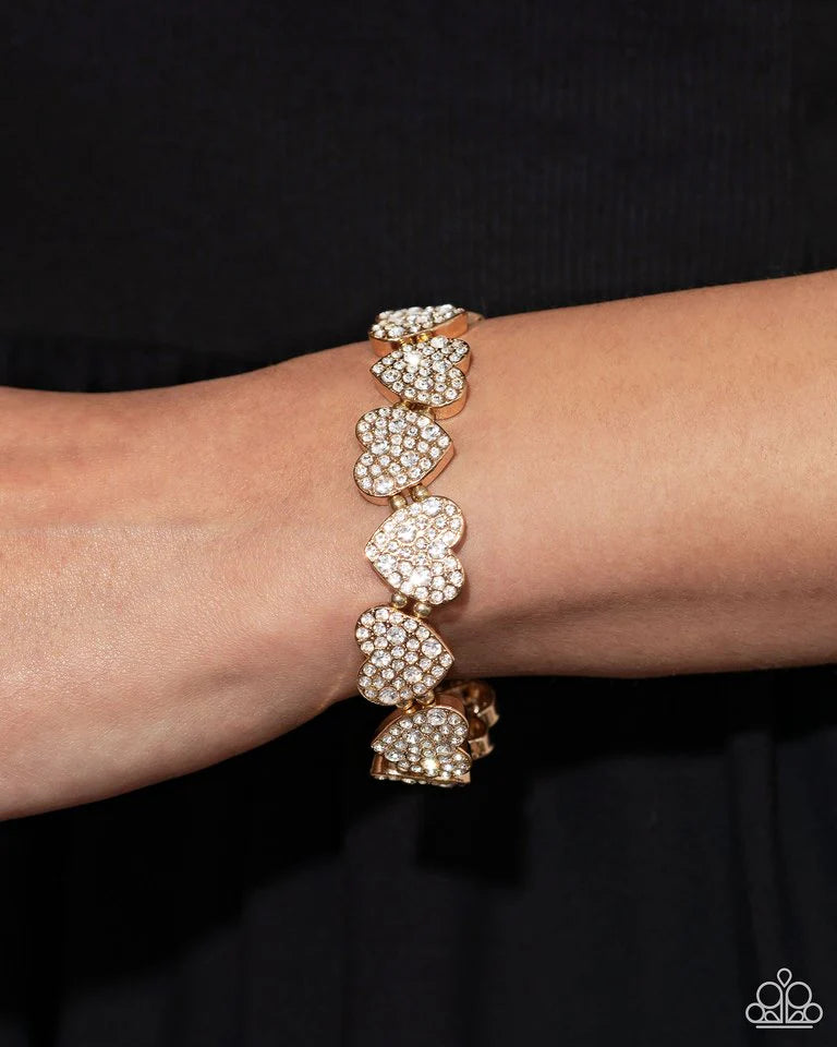 Paparazzi Bracelet ~ Headliner Heart - Gold