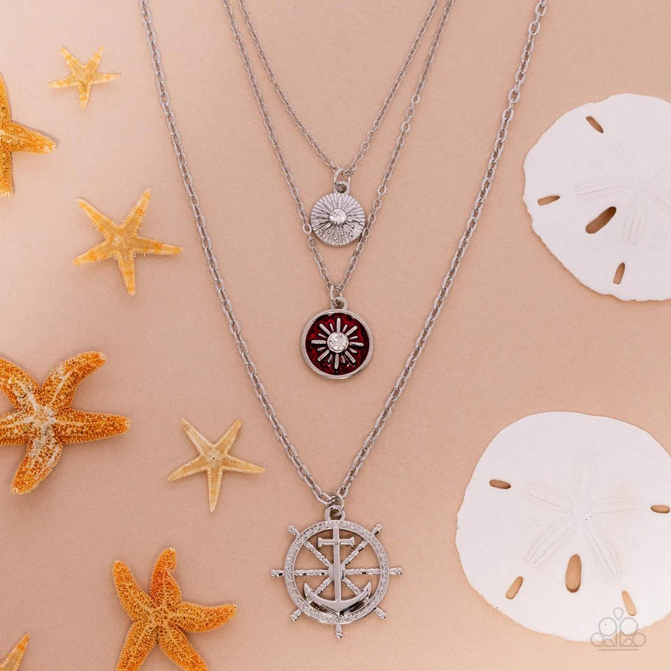 Paparazzi Necklace ~ Anchor Arrangement - Red