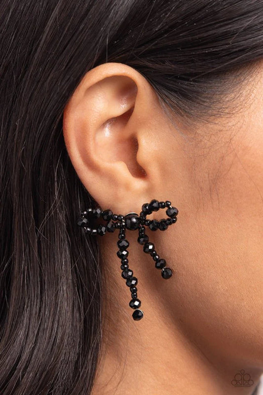 Paparazzi Earring ~ The BOW Must Go On - Black