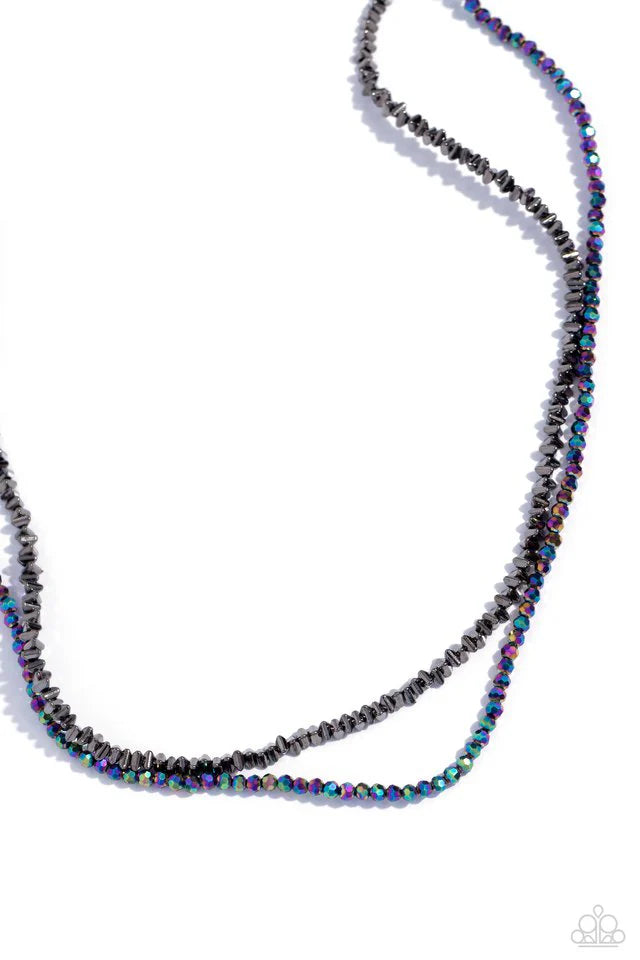 Paparazzi Necklace ~ White-Collar Week - Black