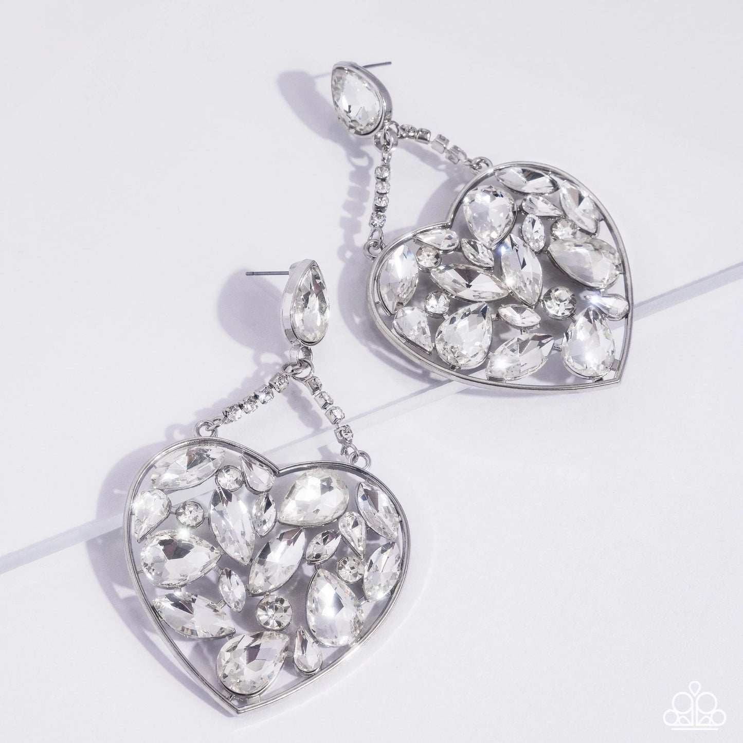 Paparazzi Glittery Gait White Post Earrings