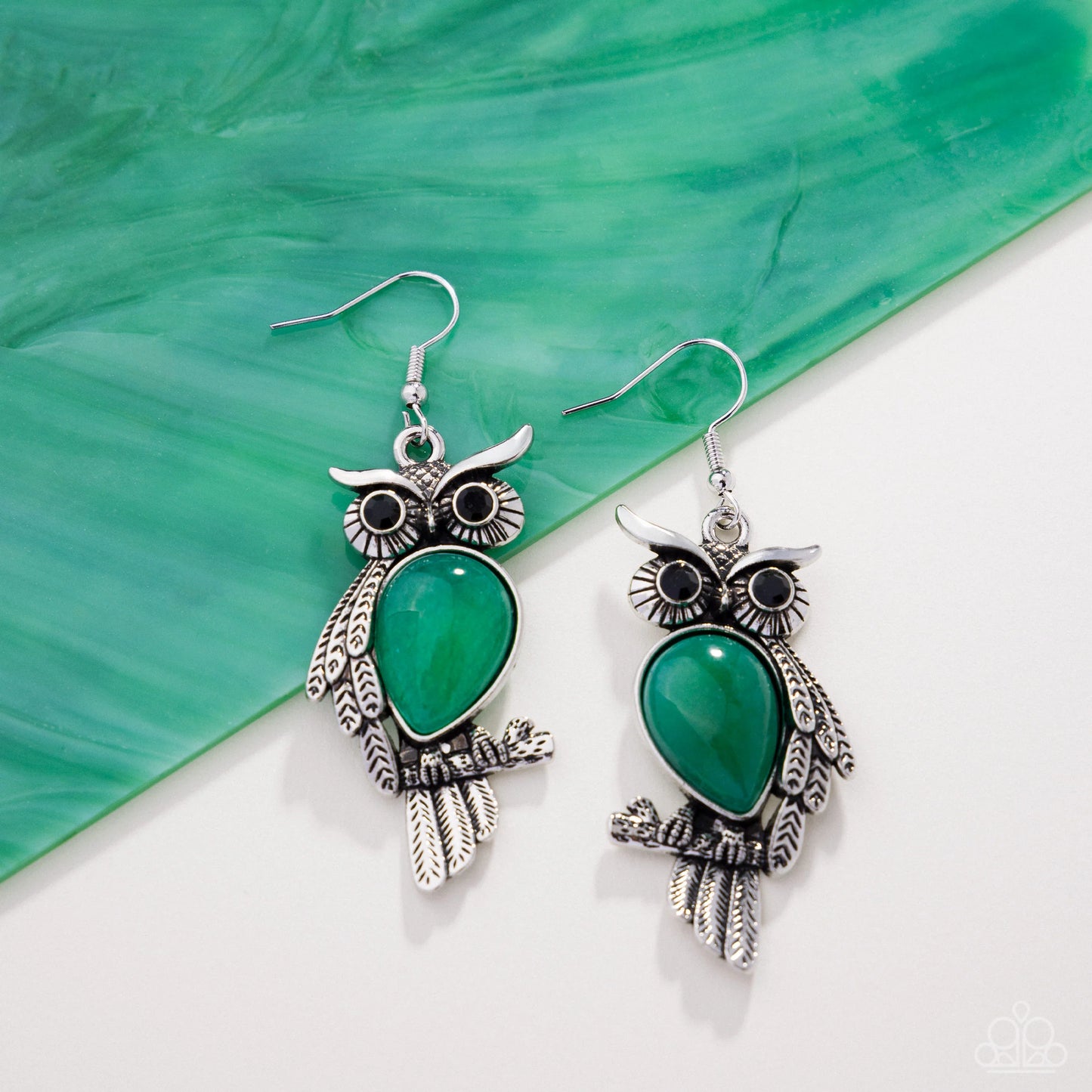 Paparazzi Owl Observation - Green Earrings