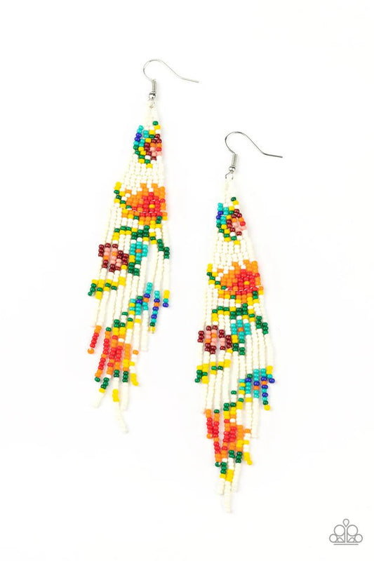 Paparazzi Beaded Gardens - White Earrings