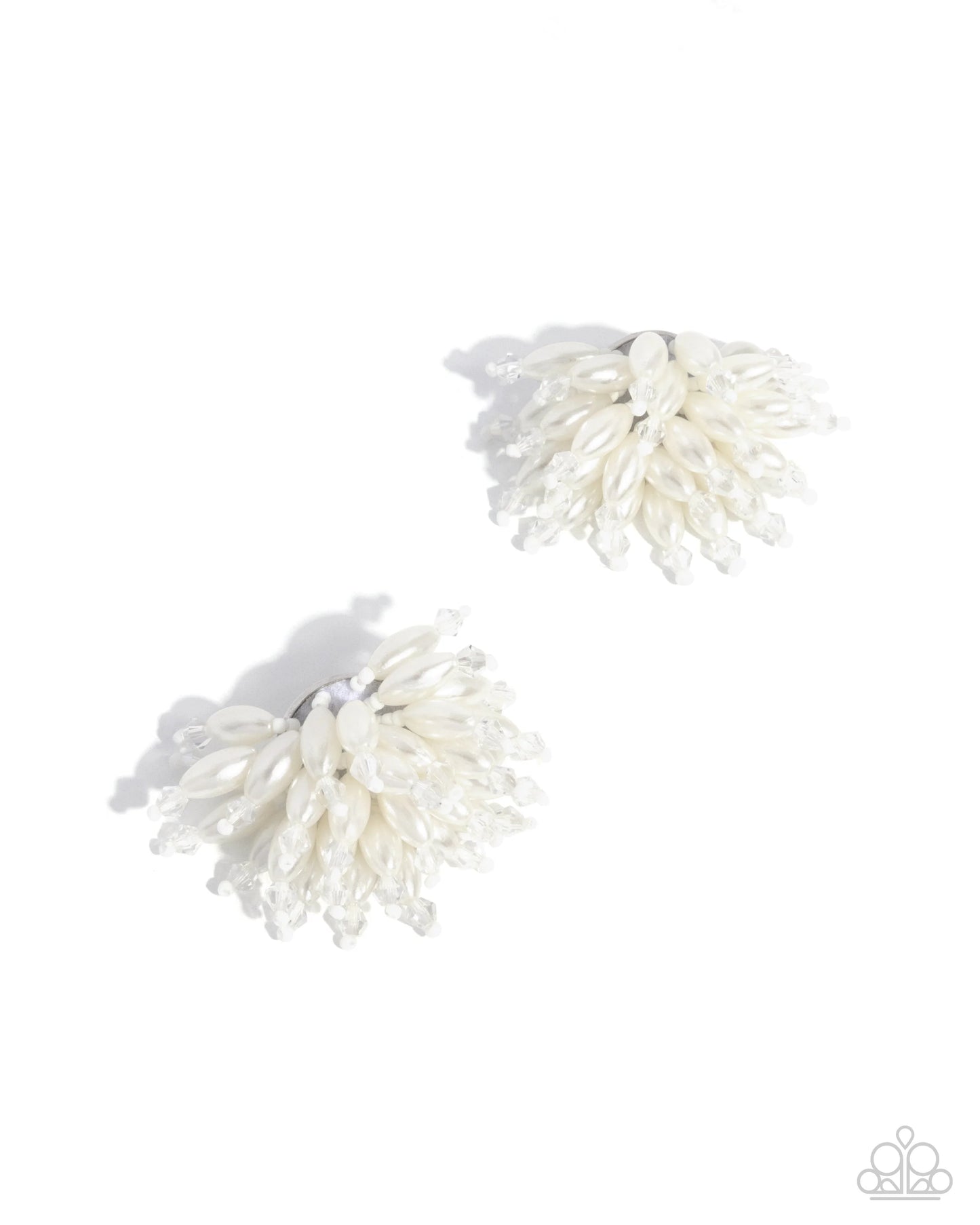 Paparazzi ♥ Sunset Shower - White ♥ Post Earrings