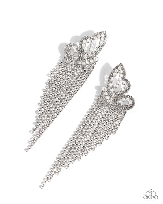Paparazzi Aerial Accent - White Post Earrings