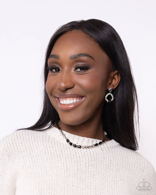 Paparazzi Dainty Diversity - Black Necklace/Paparazzi Swirl Selfie - Black Post Earrings