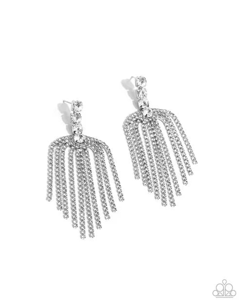 Paparazzi Earring ~ Tapered Twilight - White