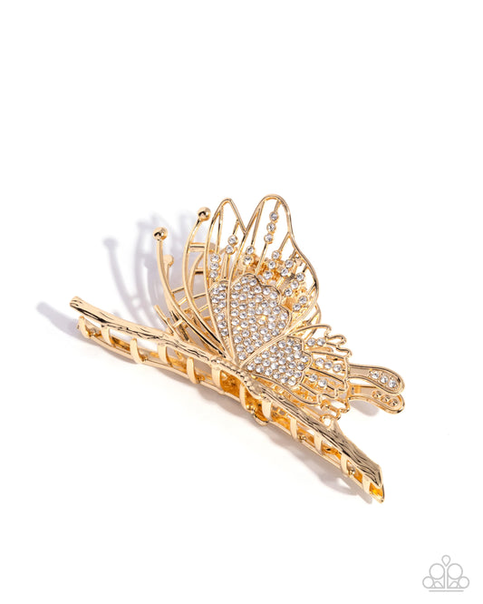 Paparazzi Layered Landing - Gold Hair Clip
