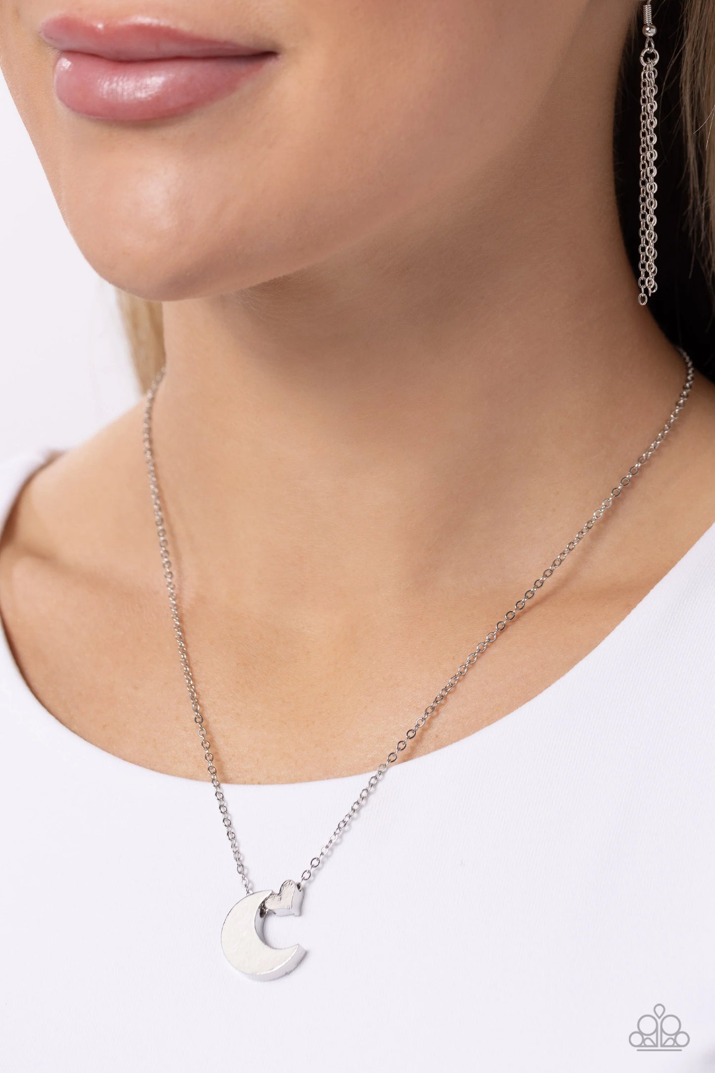 Paparazzi Low-Key Lunar - Silver Necklace