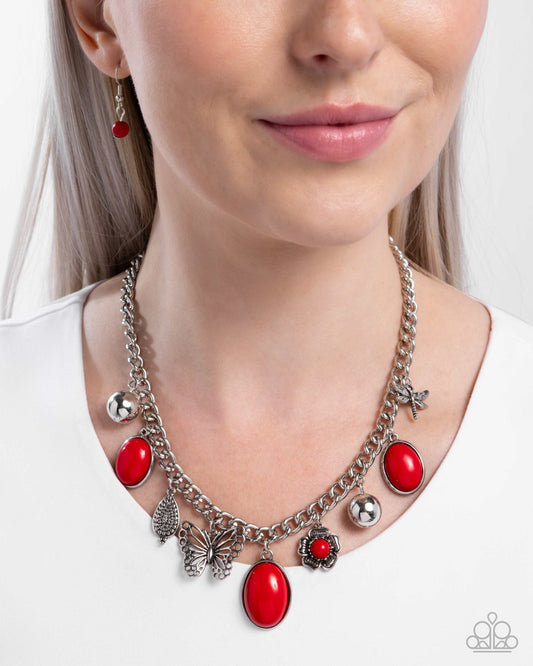 Paparazzi Garden Center - Red Necklace